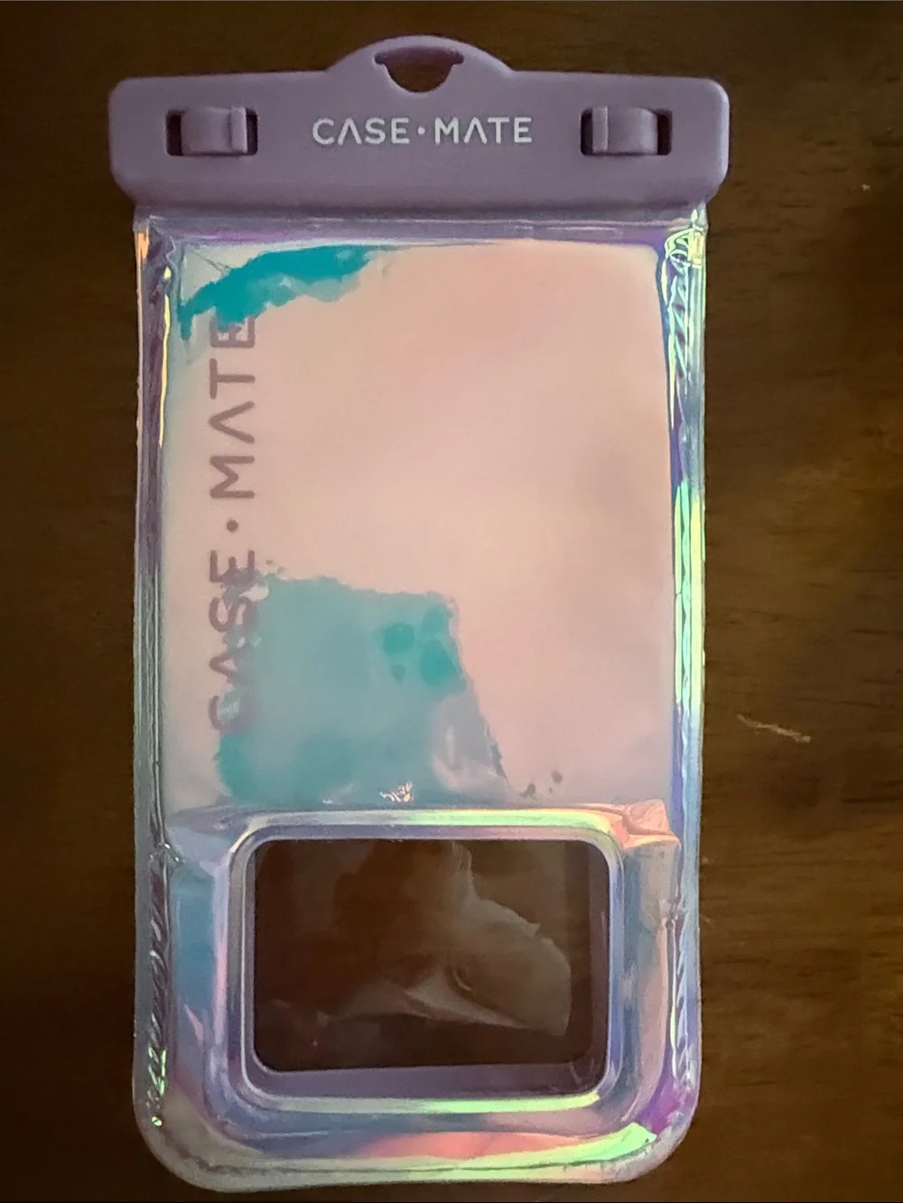 case-mate Iridescent soap bubble Lilac Waterproof Phone Pouch with Lilac Strap